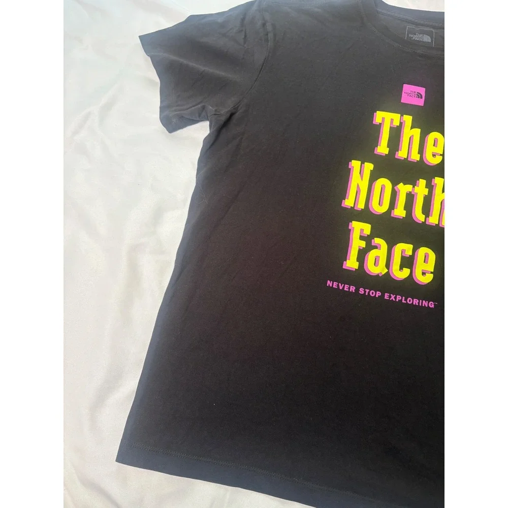 The North Face Graphic T-Shirt Mens L Black Excellent Short Sleeve Cotton Tee